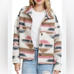 Blue B Collection Aztec Tribal Print Shirt Jacket Shaket. 3X Runs small